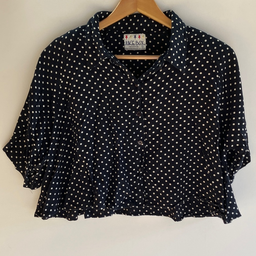 JUKE BOX Navy Polka Dot Button Down Shirt